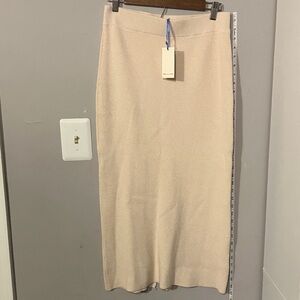 Tea n Rose Beige Oatmeal Long textured Skirt Sz M